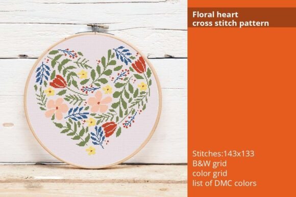 Floral Heart Cross Stitch Pattern Review