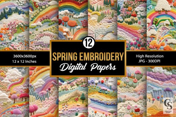 Spring Embroidery Seamless Patterns for Apparel